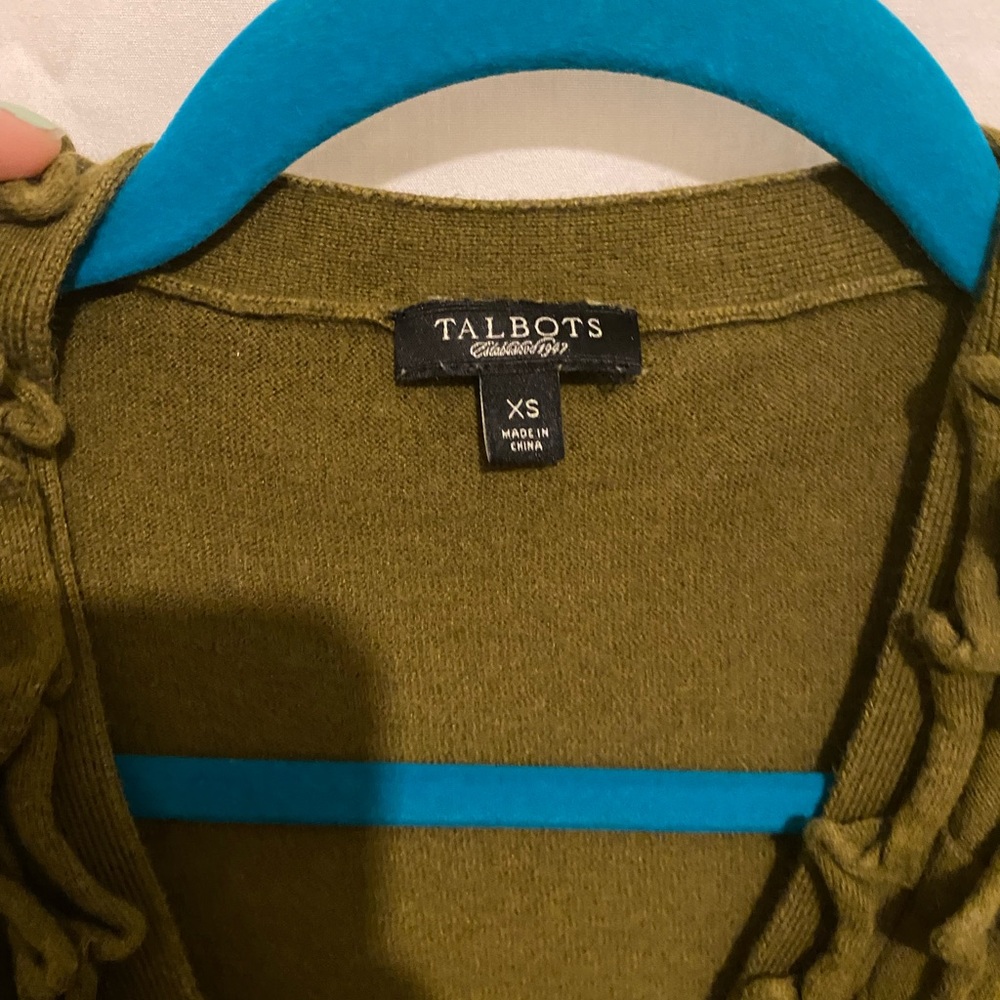 Talbots Ruffled Collar Cardigan Top Button Up - Picture 3 of 3